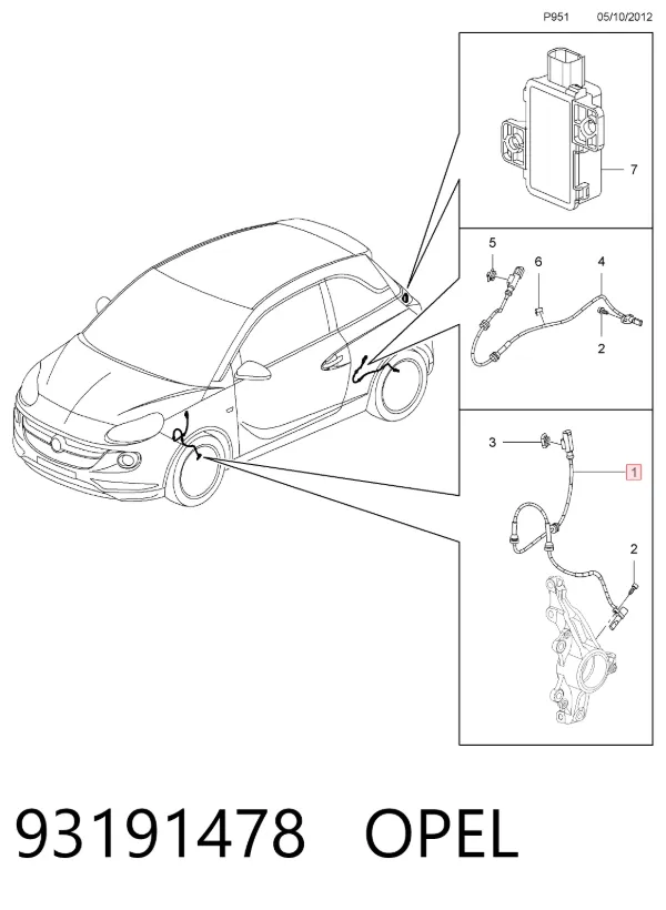 Датчик АБС передний 93191478 Opel