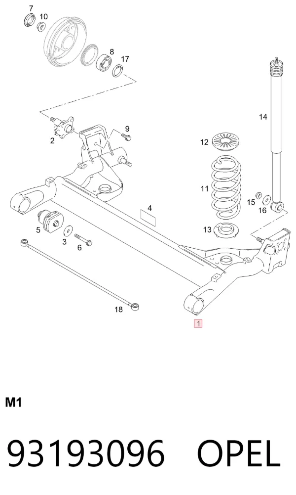 Подрамник задний 93193096 Opel