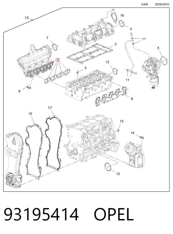 Прокладка впускного коллектора 93195414 Opel
