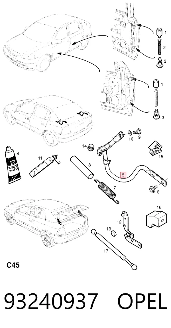 Петля задней двери 93240937 Opel