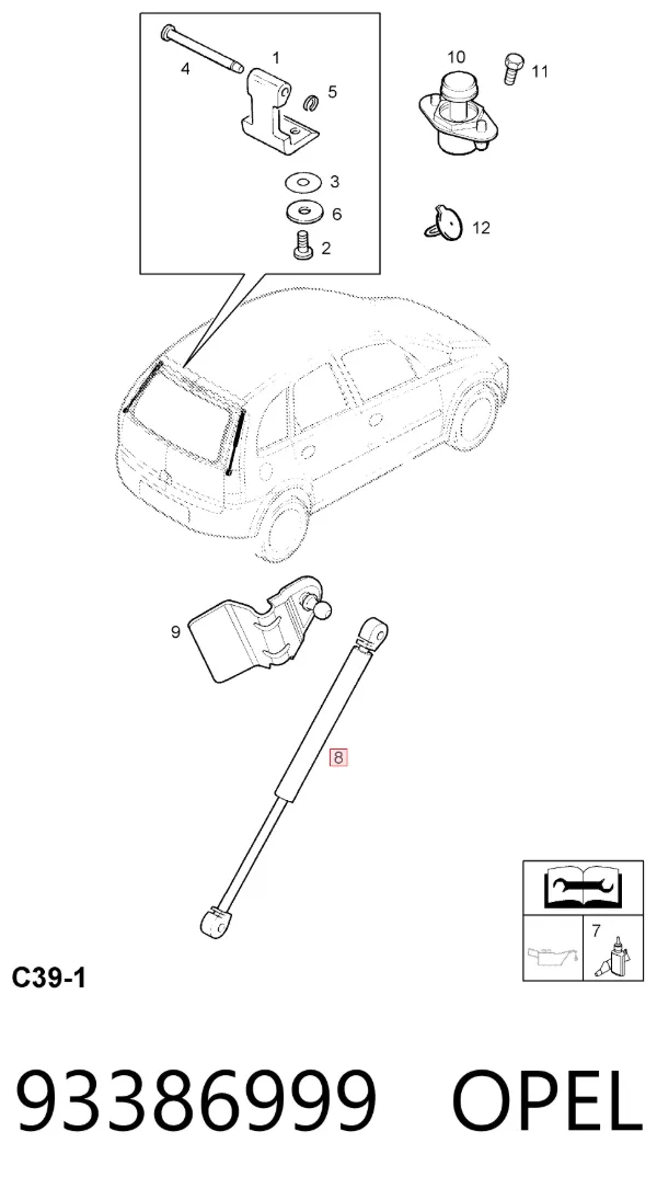 Амортизатор багажника 93386999 Opel