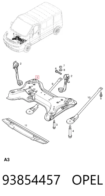 Балка передней подвески (подрамник) OPEL 93854457