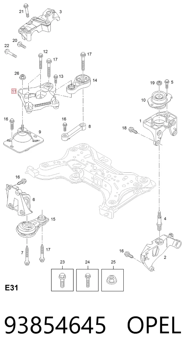 Кронштейн подушки (опоры) двигателя правой 93854645 Opel