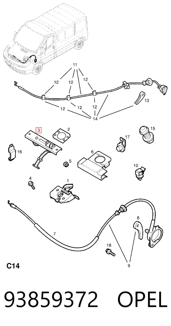Замок капота 93859372 Opel