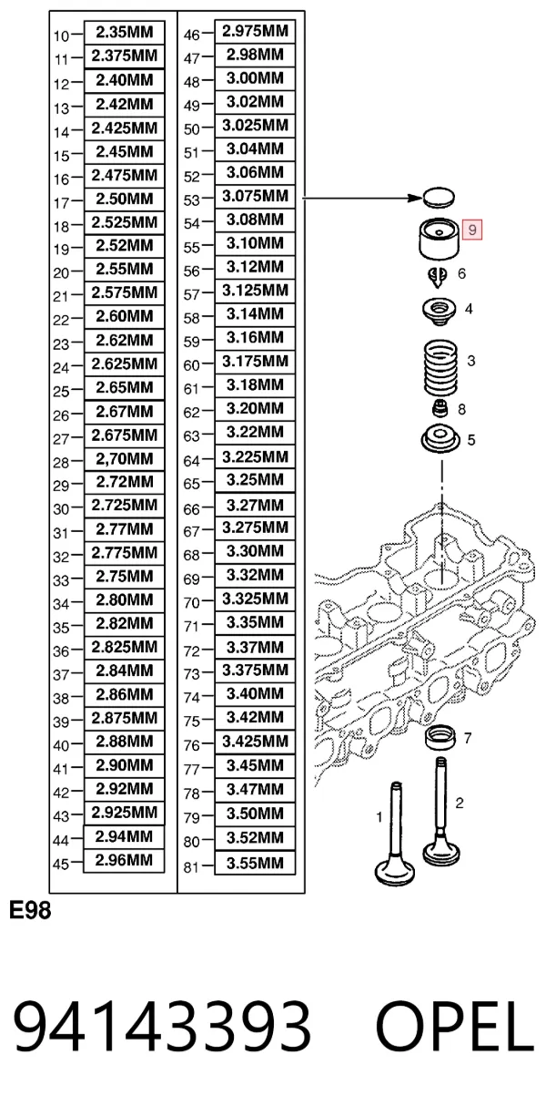 Гидрокомпенсатор 94143393 Opel