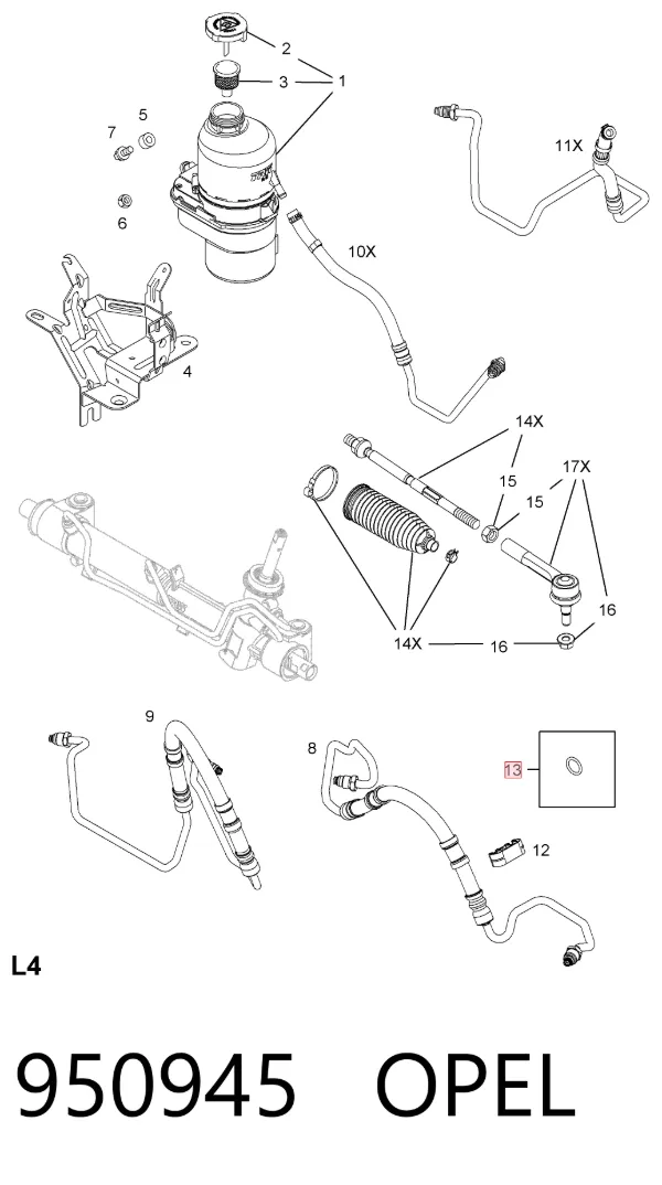 Кольцо уплотнительное трубки ГУР 950945 Opel