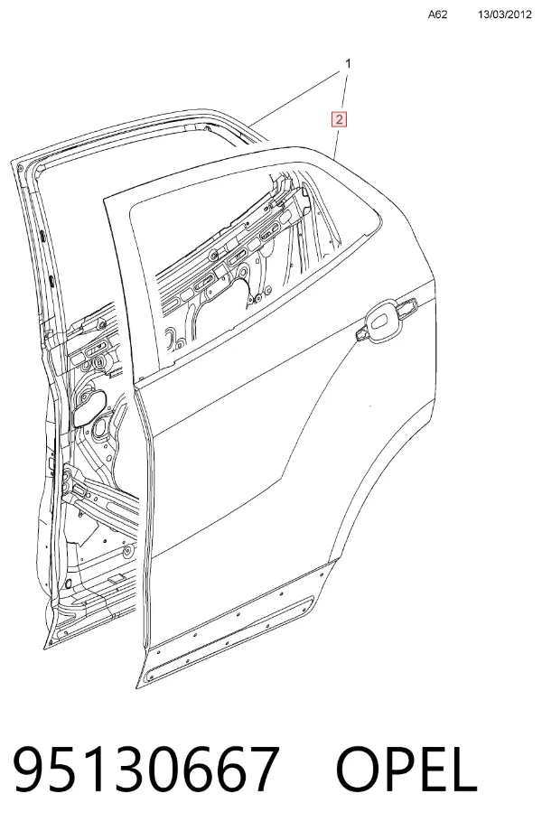 Дверь задняя правая 95130667 Opel