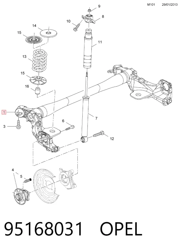 Подрамник задний 95168031 Opel
