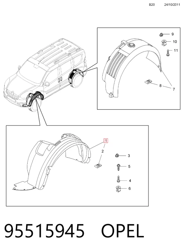 Подкрылок передний левый 95515945 Opel