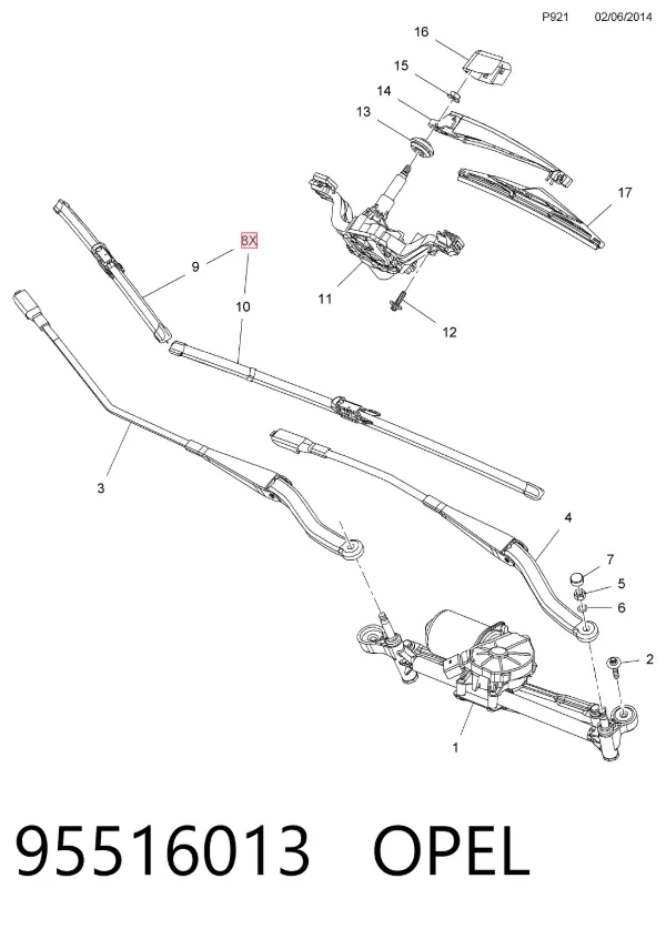 Щетки стеклоочистителя 95516013 Opel