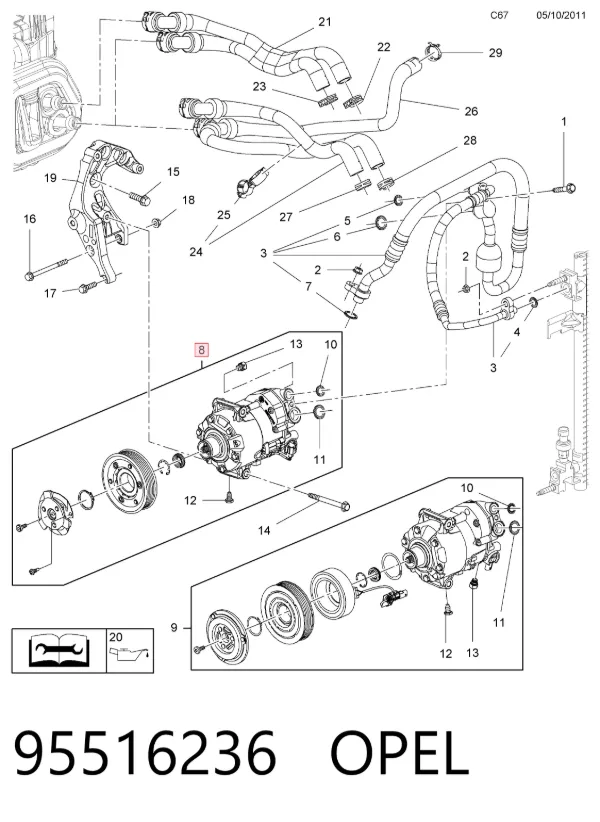 Компрессор кондиционера 95516236 Opel