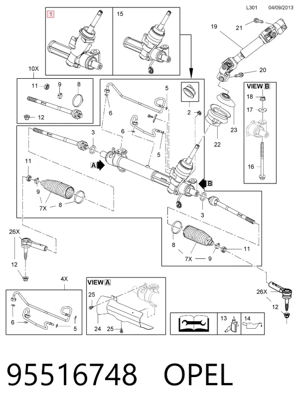Рулевая рейка 95516748 Opel