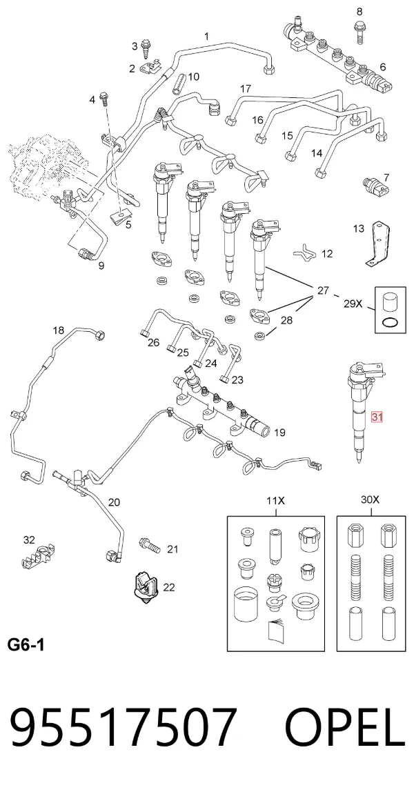 Топливные форсунки 95517507 Opel