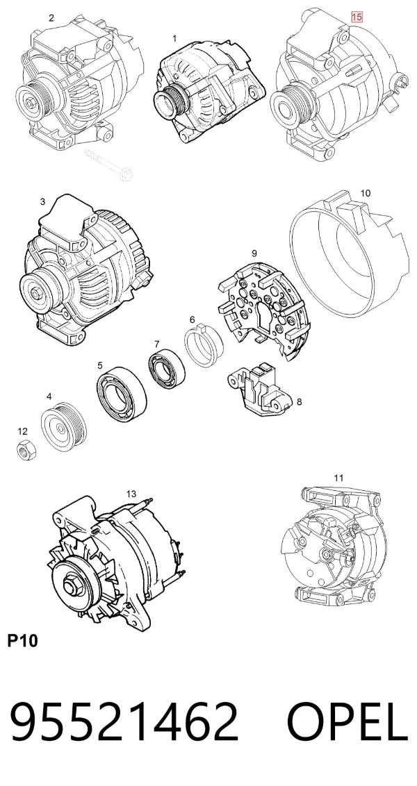 Генератор 95521462 Opel