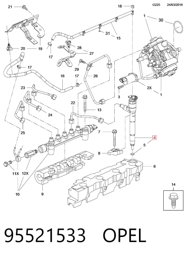 Топливные форсунки 95521533 Opel