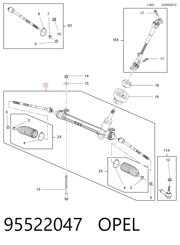 Рулевая рейка 95522047 Opel