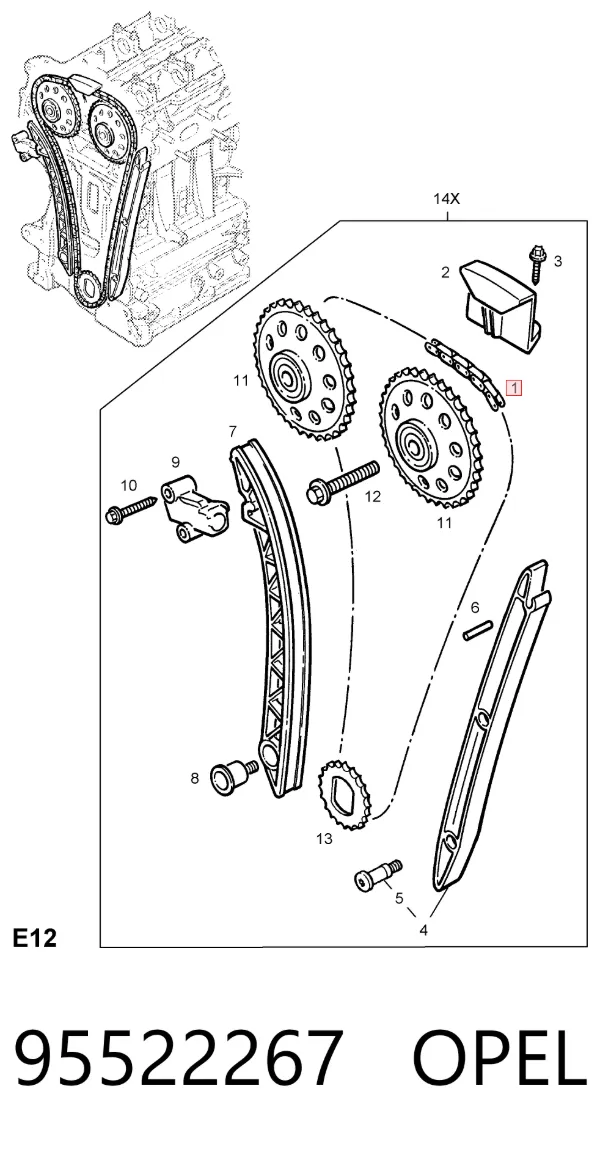 Цепь ГРМ 95522267 Opel