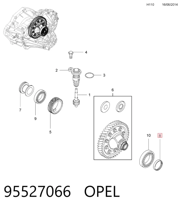 Левый сальник полуоси 95527066 Opel