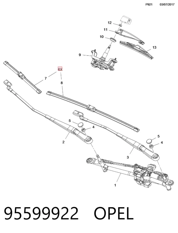 Щетки стеклоочистителя 95599922 Opel