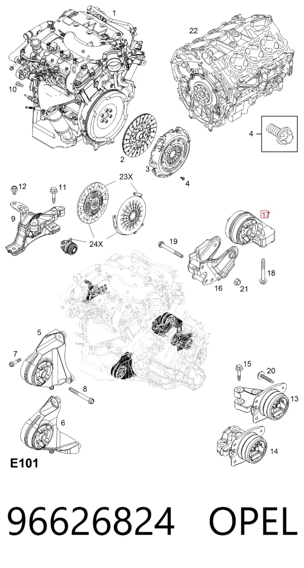 Задняя опора двигателя 96626824 Opel