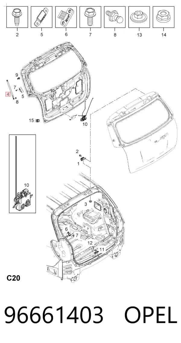 Амортизатор багажника 96661403 Opel