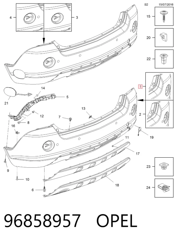 Задний бампер 96858957 Opel