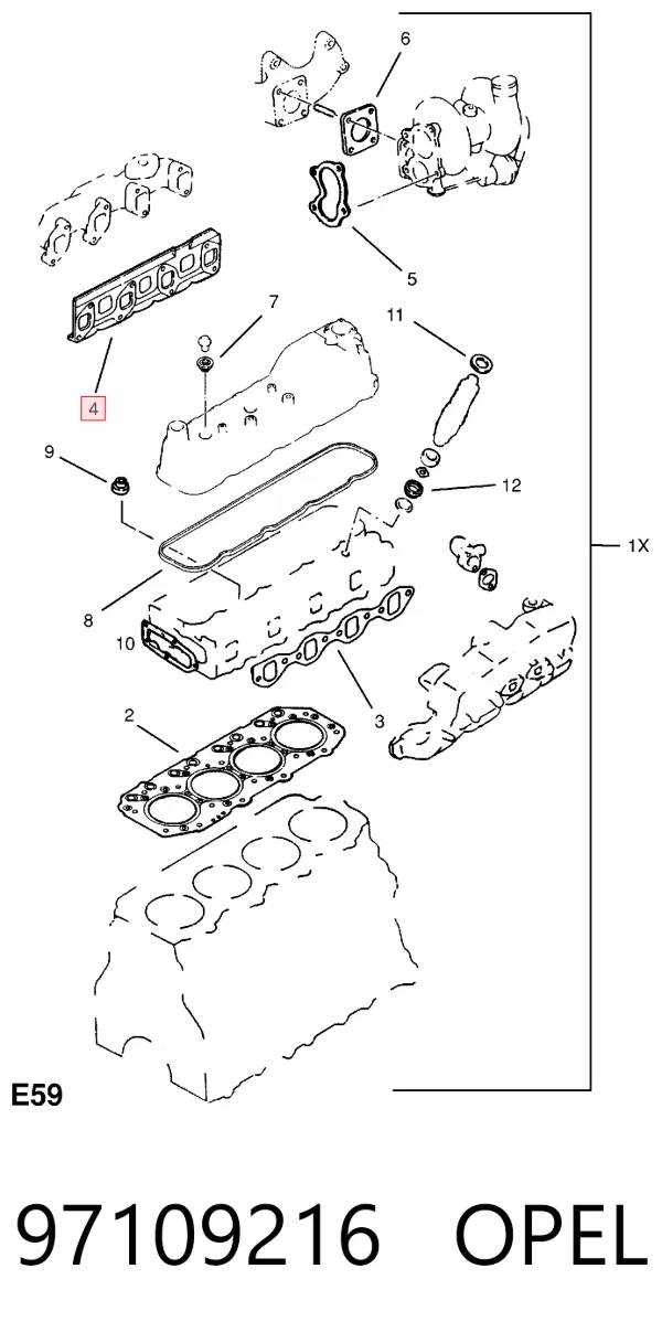 Прокладка коллектора 97109216 Opel