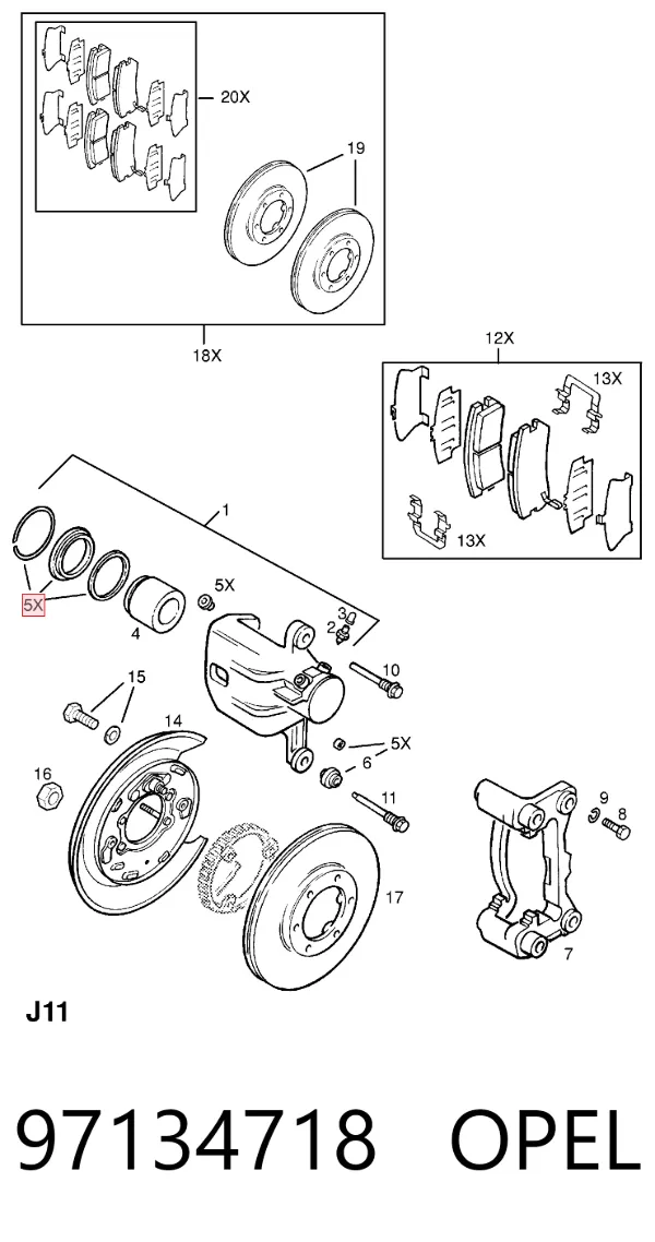 Ремкомплект суппорта 97134718 Opel