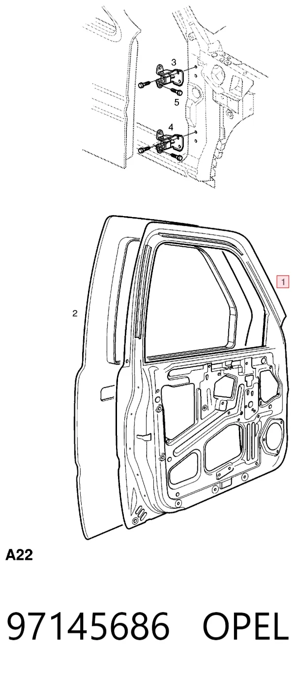 Дверь передняя правая 97145686 Opel