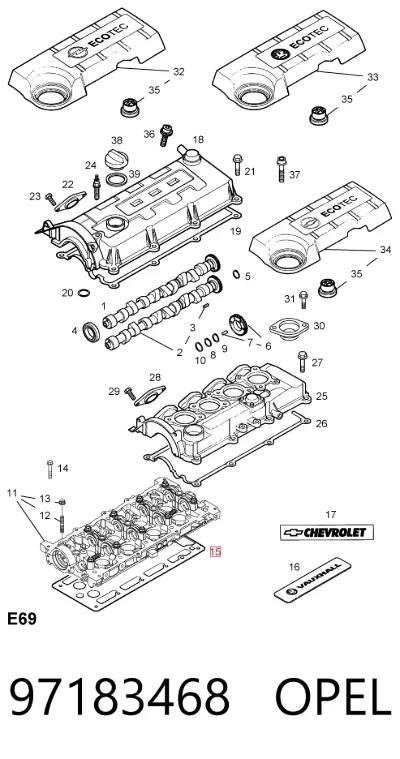 Прокладка картера (постели) ГБЦ OPEL 97183468