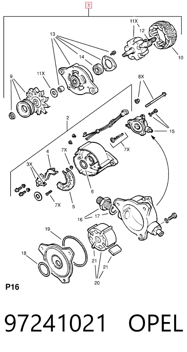 Генератор 97241021 Opel