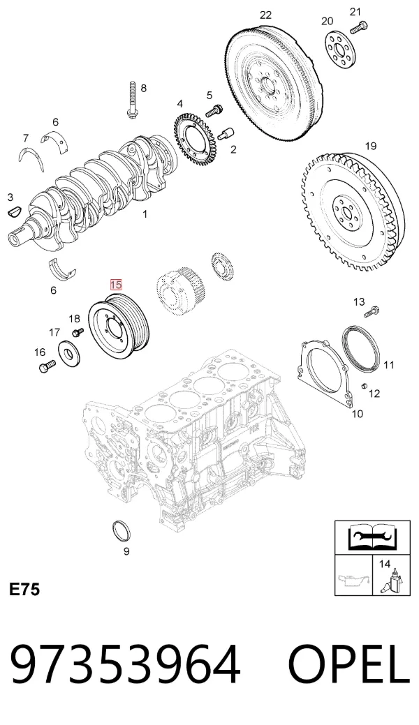 Шкив коленвала 97353964 Opel
