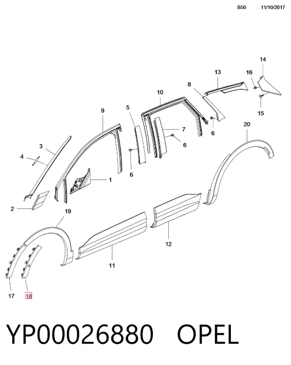 Накладка бампера переднего правая YP00026880 Opel