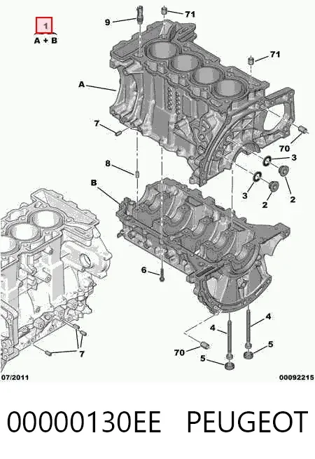 Блок цилиндров двигателя 00000130EE Peugeot/Citroen