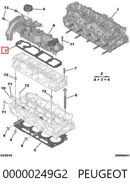 Прокладка клапанной крышки 00000249G2 Peugeot/Citroen