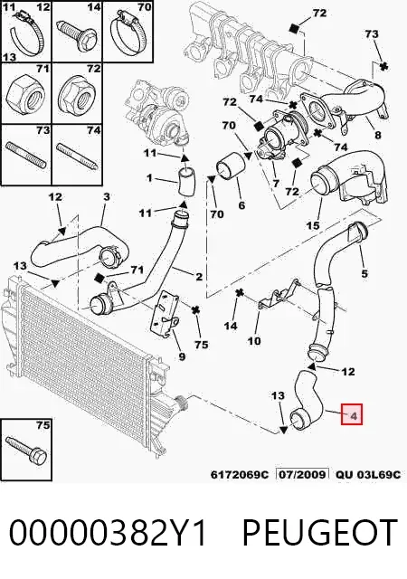 Патрубок интеркулера 00000382Y1 Peugeot/Citroen