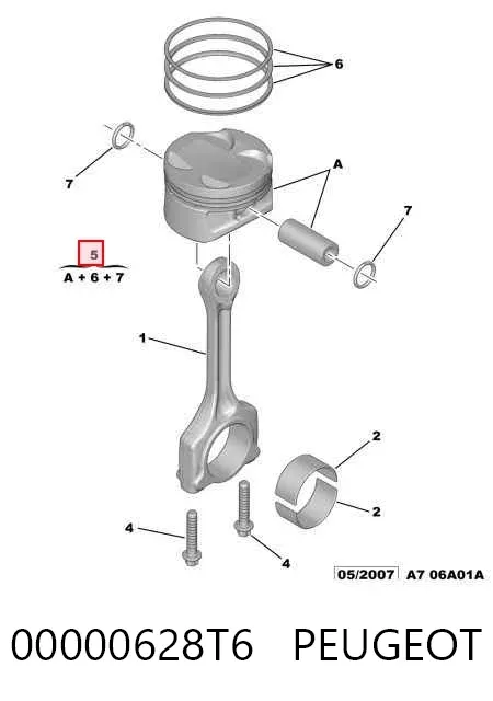 Поршень на 1 цилиндр 00000628T6 Peugeot/Citroen
