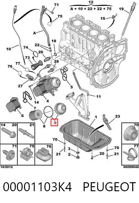 Крышка масляного фильтра 00001103K4 Peugeot/Citroen