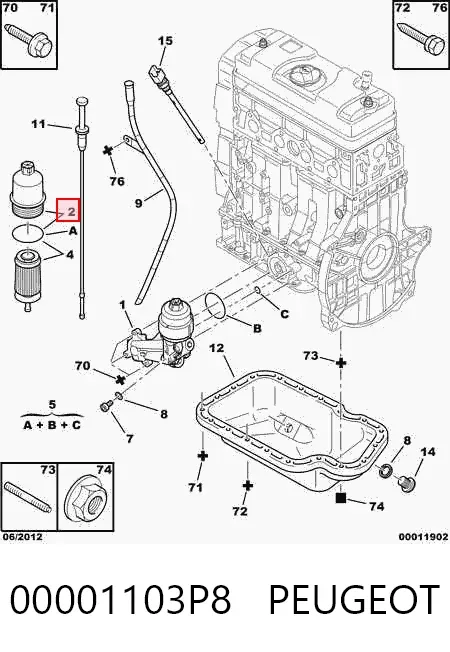 Крышка масляного фильтра 00001103P8 Peugeot/Citroen