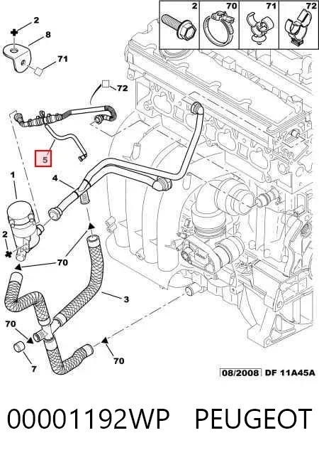 Патрубок вентиляции картерных газов 00001192WP Peugeot/Citroen