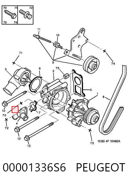 Фланец системы охлаждения 00001336S6 Peugeot/Citroen