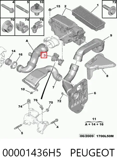 Кронштейн воздушного фильтра 00001436H5 Peugeot/Citroen