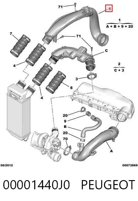 Патрубок интеркулера 00001440J0 Peugeot/Citroen
