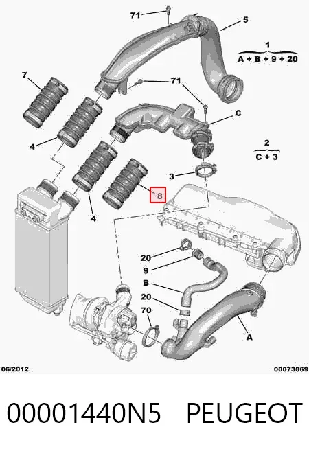 Патрубок интеркулера 00001440N5 Peugeot/Citroen