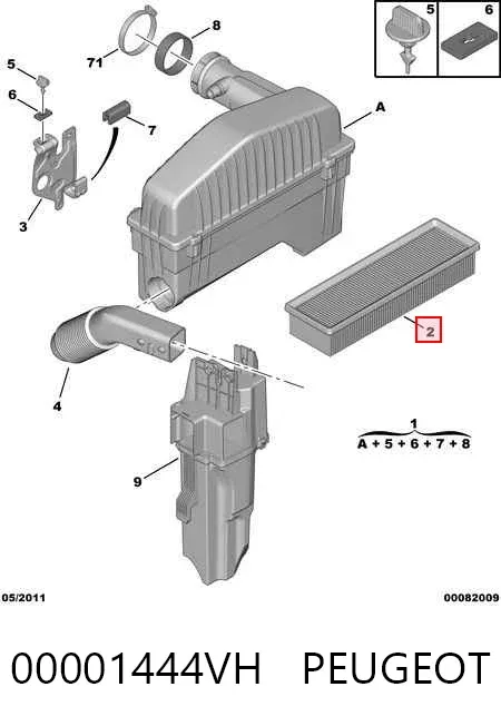 Воздушный фильтр 00001444VH Peugeot/Citroen
