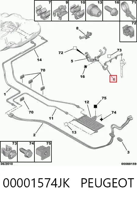 Обратная топливная трубка 00001574JK Peugeot/Citroen