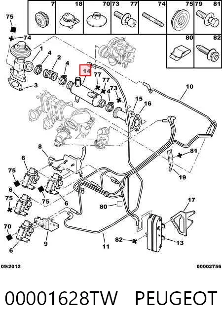 Радиатор системы EGR 00001628TW Peugeot/Citroen