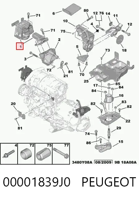 Правая подушка двигателя 00001839J0 Peugeot/Citroen