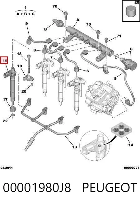 Топливные форсунки 00001980J8 Peugeot/Citroen