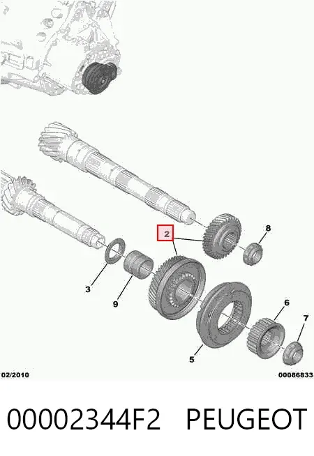 Шестерня 5-й передачи ведомая 00002344F2 Peugeot/Citroen